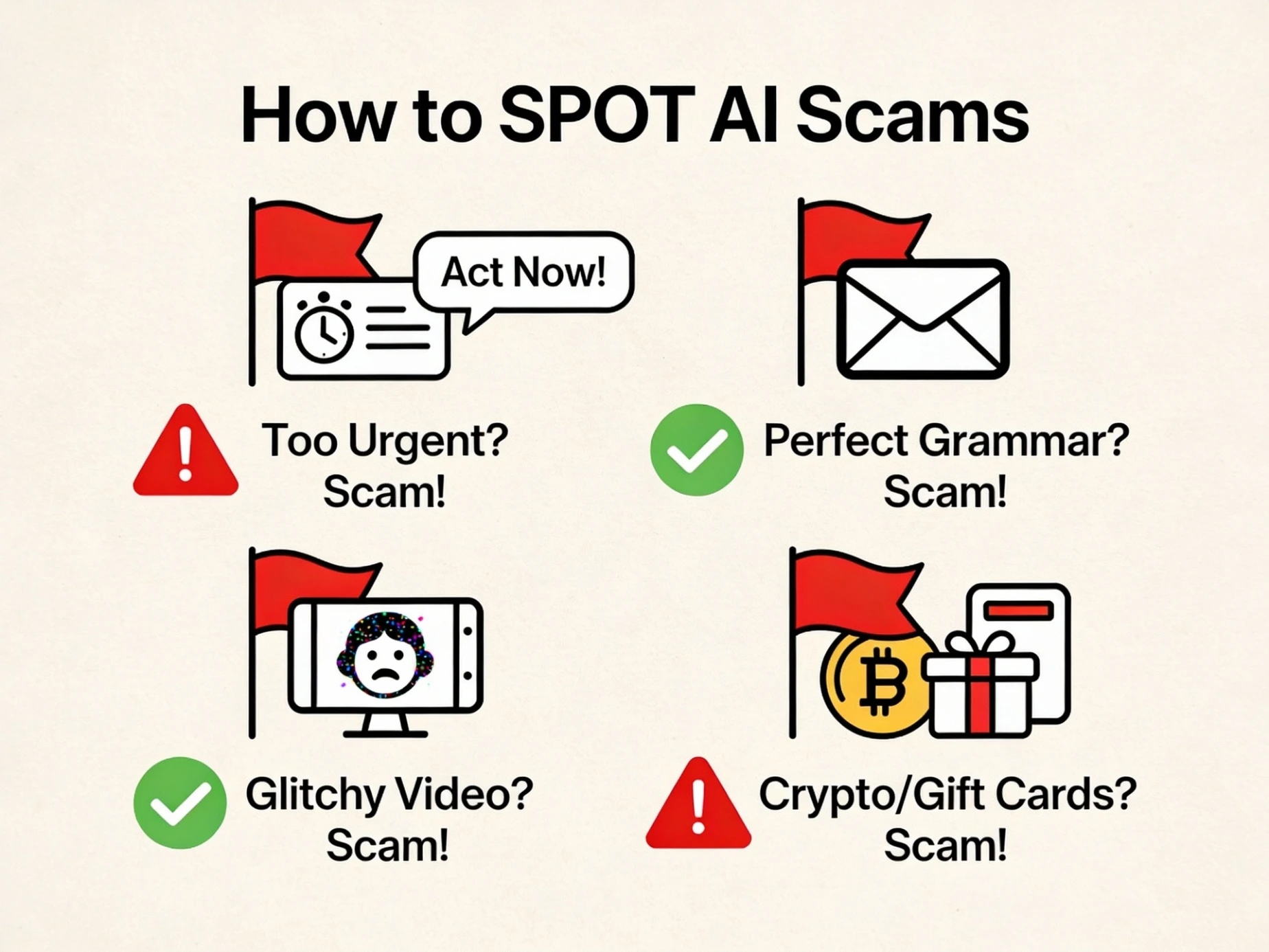 Alt Text: Illustration of a deepfake video conference scam where AI-generated executives trick an employee into approving fraudulent transactions.