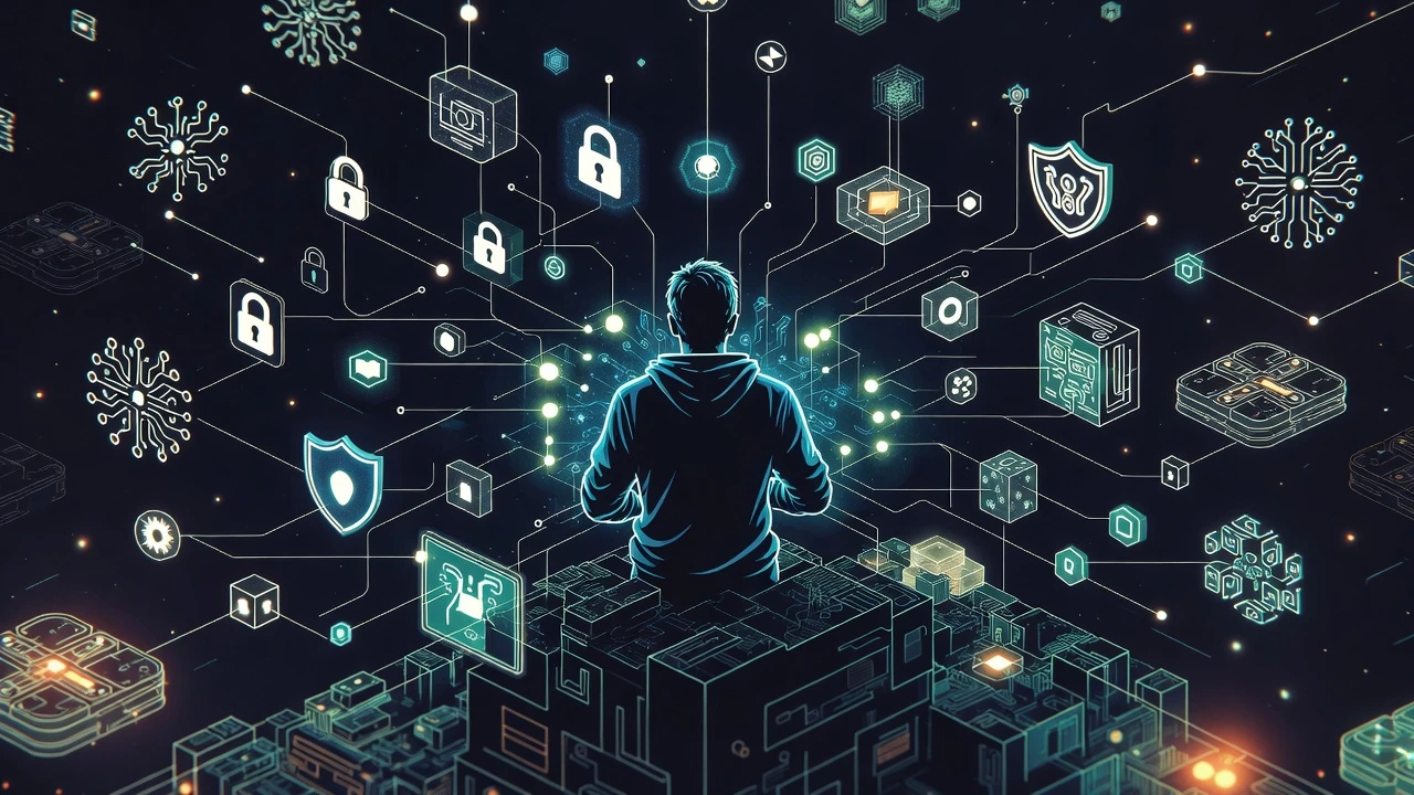 Conceptual illustration showing how hackers analyze systems and attack surfaces