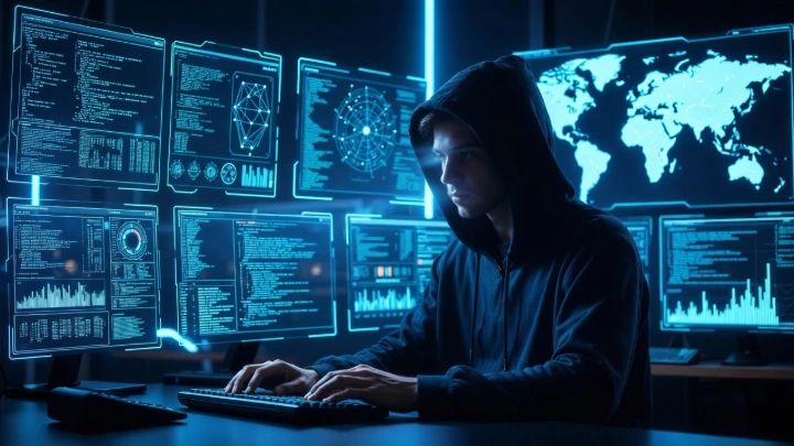 Beginner to professional ethical hacker transformation workspace with cybersecurity dashboards