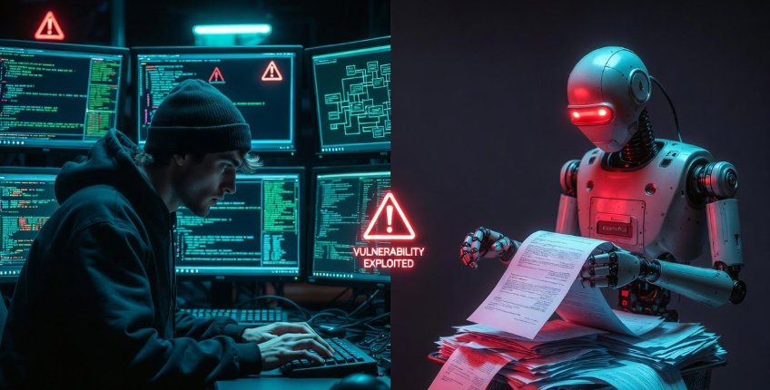 AI robot generating fake bug bounty vulnerability reports flooding triage inbox